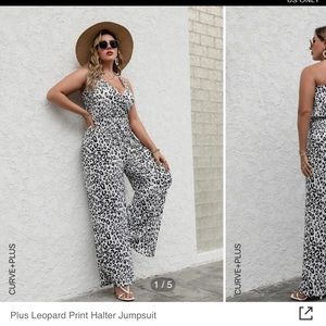 Shein Leopard halter top jumpsuit